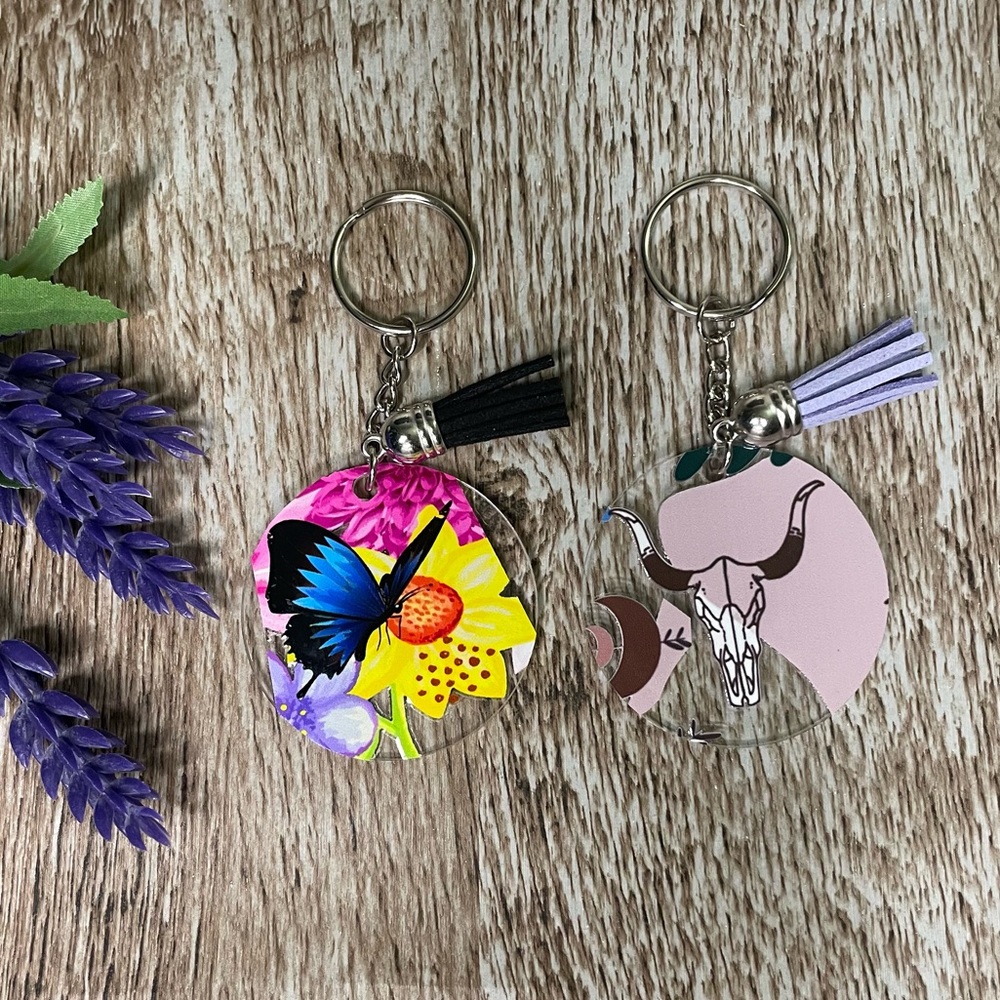 Handcrafted Acrylic Western Butterfly Keychains Accessories Gifts Artisan